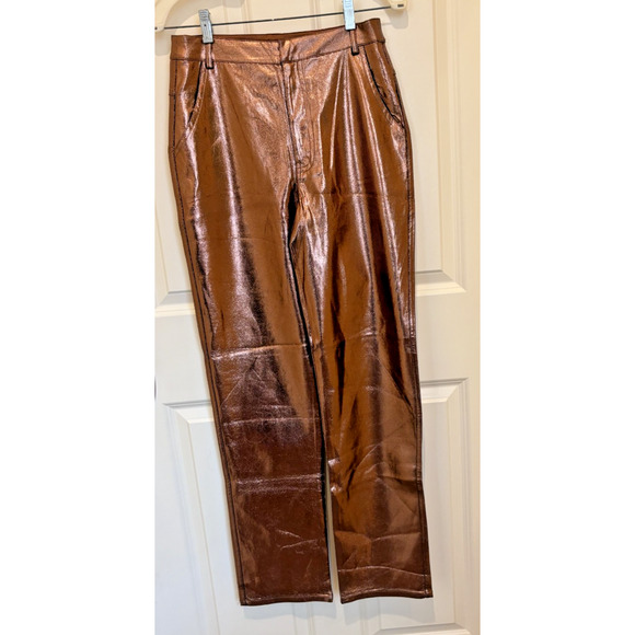 Sofie the Label Pants Womens Bronze Small Metallic Gold Cargo Party Holiday Club - Picture 1 of 5